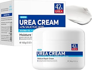 DOMATUS 42% Urea Cream with 2% Salicylic Acid, Intensive Moisture Cream for Dry, Cracked Skin on Feet, Heels, Hands & Elbows, with Jojoba Oil & Aloe Vera, 100g