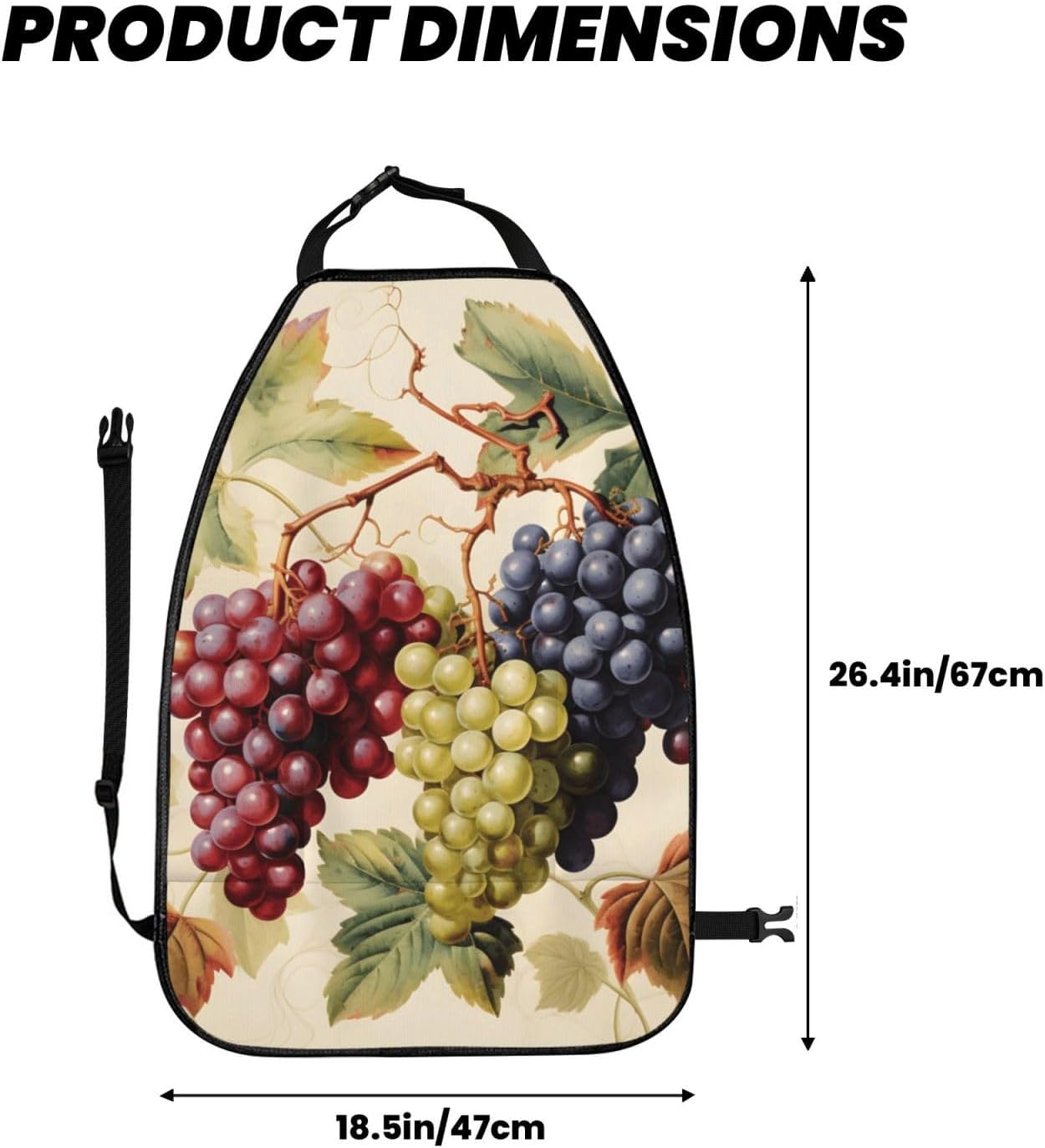 Car Seat Back Kick Protector 2 Pack 18.5x26.4 Inch, Watercolor Grapes Anti-Kick Pad, Waterproof Oxford Fabric Large Rear Seat Cover for Kids Pets Fits SUV Jeep Truck Sedan