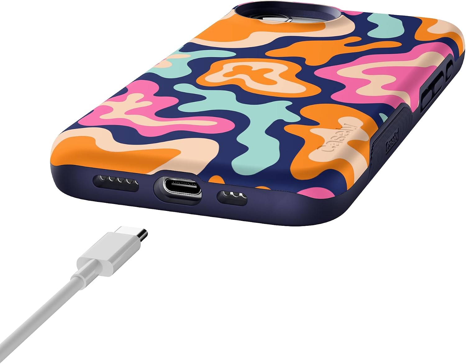 Casely iPhone 16e Case | Midnight Color Splash | Abstract Retro | Bold Protective Design | Compatible with MagSafe
