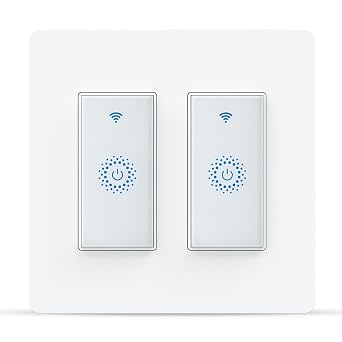 Milfra Smart Switch, Smart Light Touch Switch 2 Gang, Double Smart WiFi Light Switches, Smart Switch 2 Gang Compatible with Alexa and Google Home, Neutral Wire Needed, No hub Required 2Gang