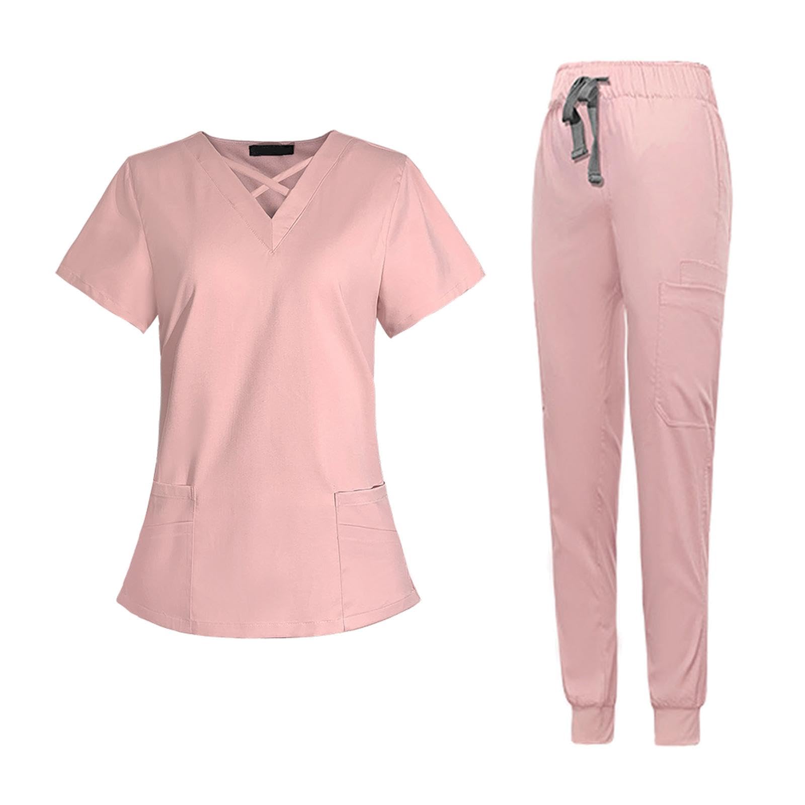 Uniforme médical rose pour infirmière un ensemble col en V idéal pour l'hôpital
