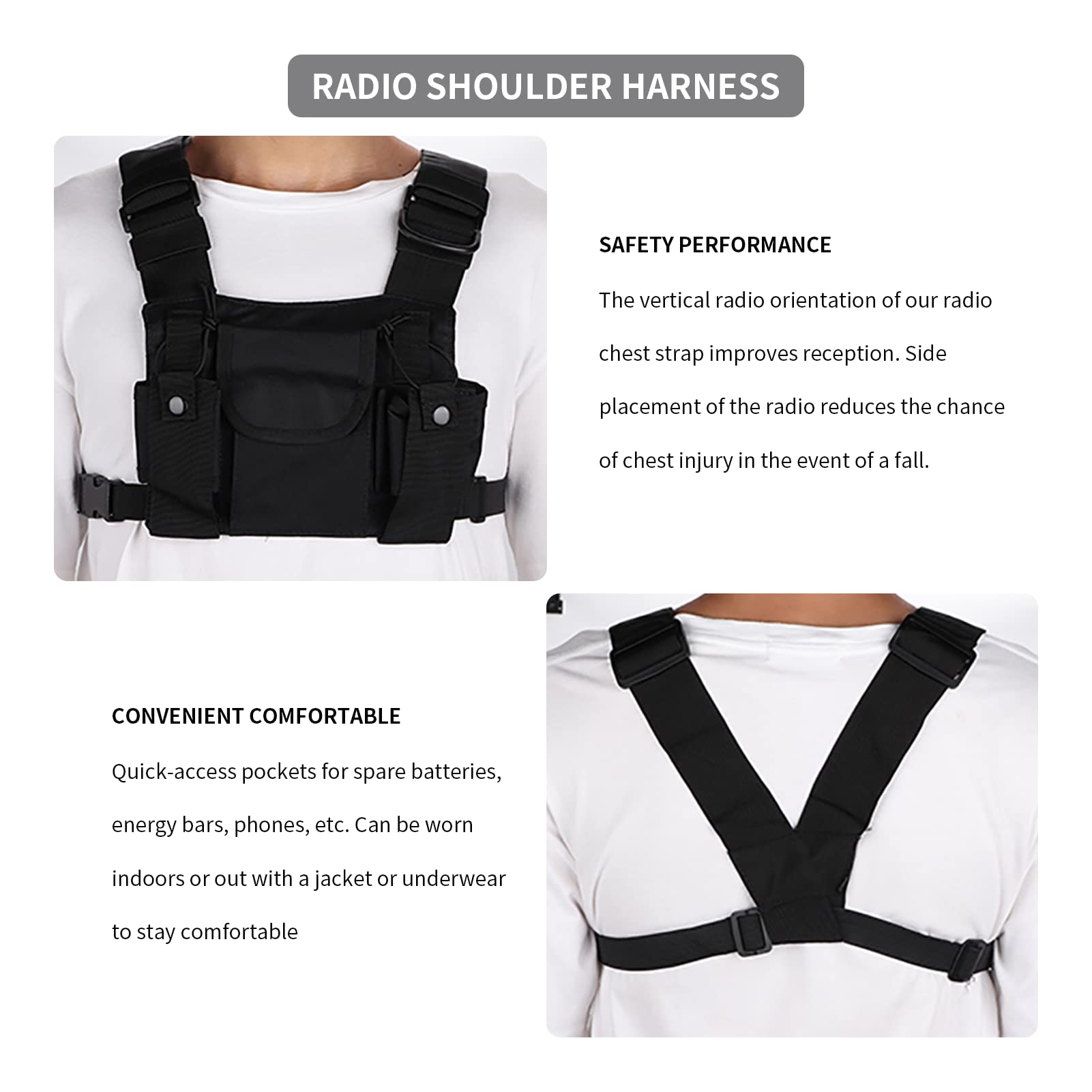 Holster Radio, Sac de Poitrine Universel pour Talkies-walkies, Pack D'étuis pour Harnais de Poitrine Radio, Qualité Militaire de Lutte Contre Les Incendies de Haute Qualité, pour Les Ateliers