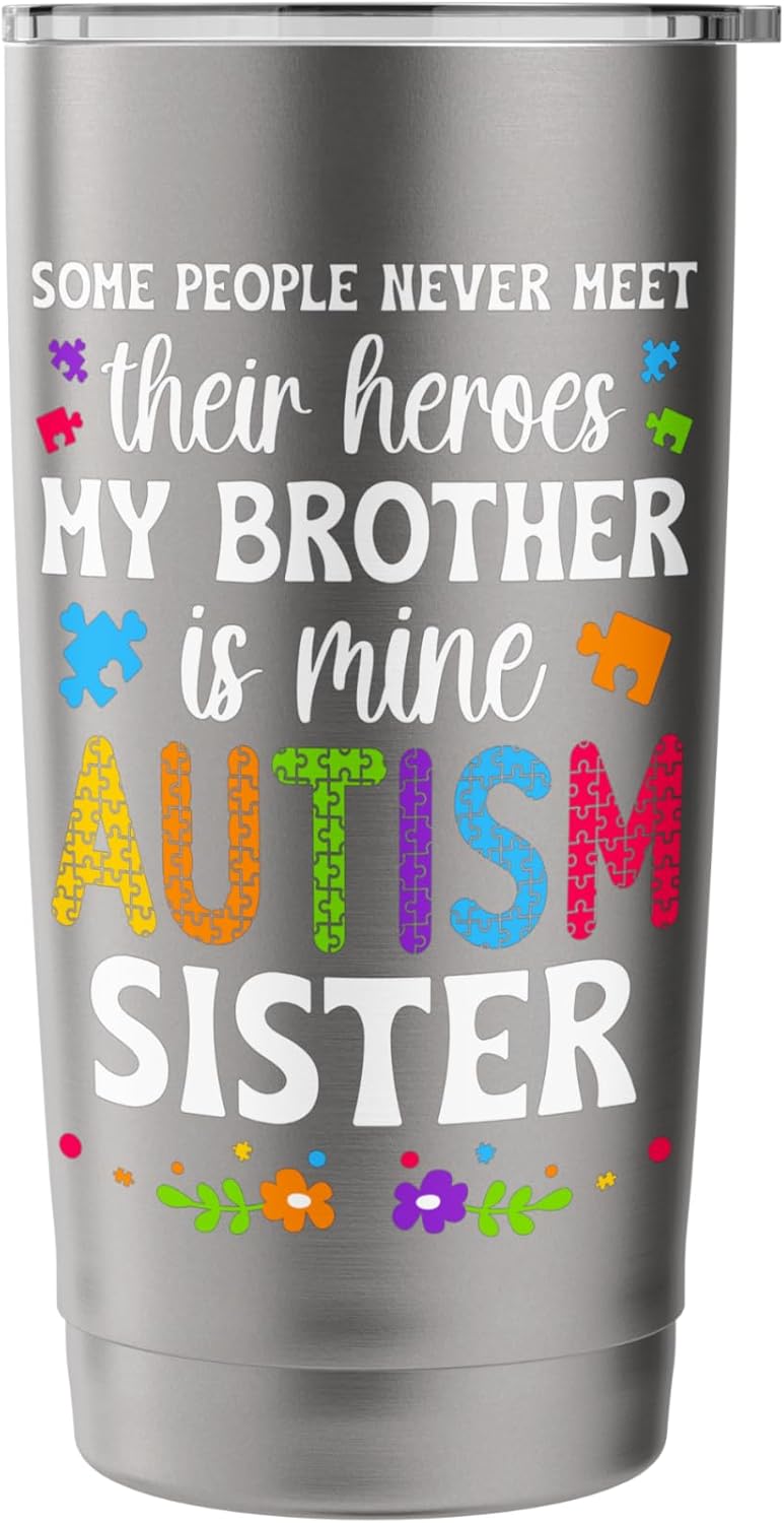 Proud Autism Sister Autism Warrior Sister Autism Awareness Stainless Steel Insulated Tumbler - Image 3