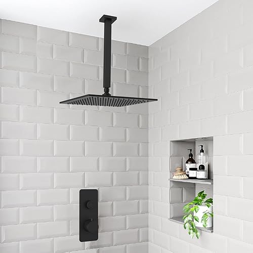 Miniatura 4 de Aquaiaw Cabezal de ducha fijo de lluvia, acero inoxidable 304 soldado con láser sin costuras, integral, 1 pieza, ducha de alta presión para pared o