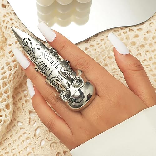 Miniatura 7 de Holibanna Anillo doble para hombre con articulación de nudillos, anillo doble punk rock águila garra Armadura anillo de actividad, anillos de