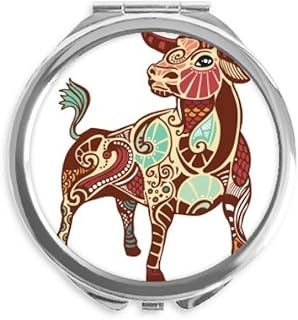 Taurus Constellation Zodiac Symbol Hand Compact Mirror Round Portable Pocket Glass