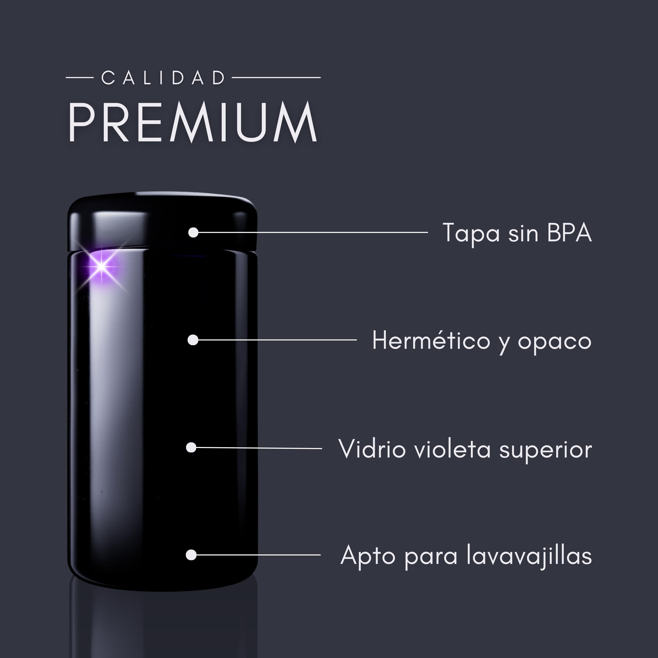 ANCEVIA Tarros de Cristal con Tapa 1000 ml – Set de 6 Botes Herméticos de Vidrio Violeta Miron para Cocina – Conservación Premium para Café, Harina, Arroz y Hierbas – Protección UV