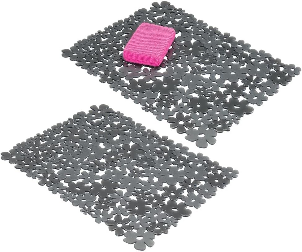 mDesign Adjustable Kitchen Sink Dish Drying Mat/Grid Soft