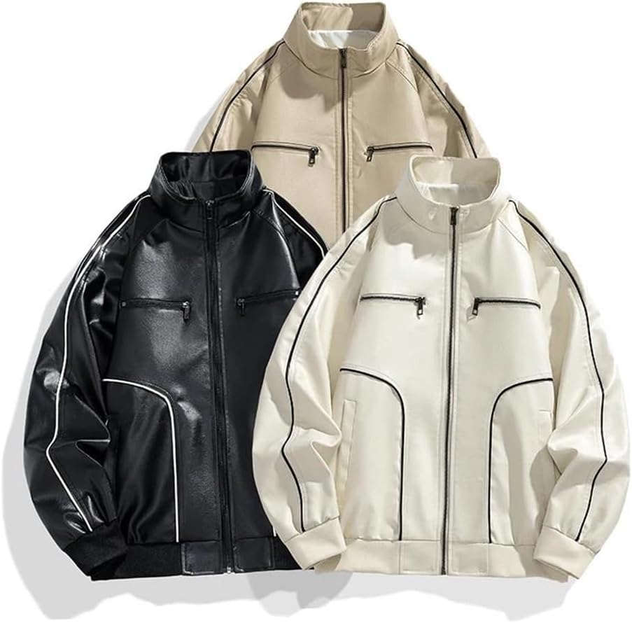 Men Leather Jacket Casual Faux Leather Coats Man Jackets Stand Pu Fall Winter Outwear