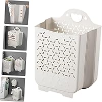Vista 2 de Alipis Cesta de lavandería plegable de plástico para niños, color blanco, 1 juego