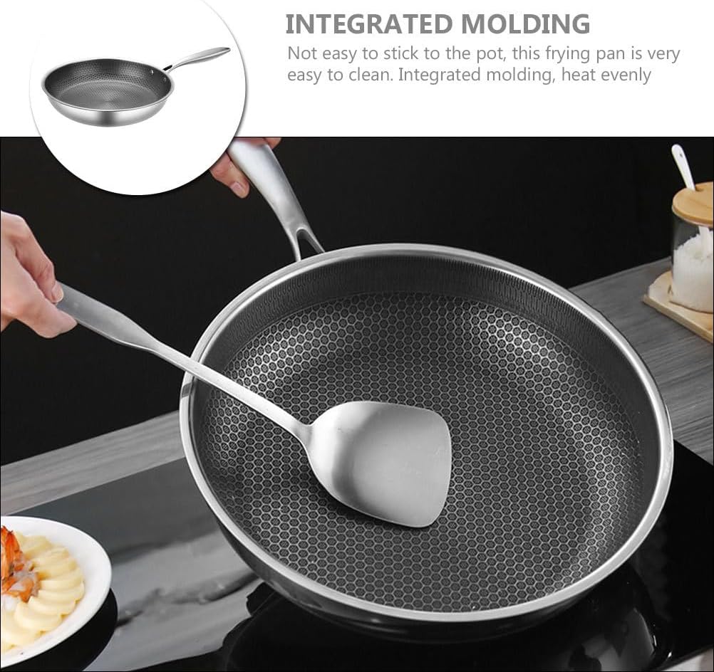 Cabilock Stainless Steel Pan 18 Inch Honeycomb Non Stick Frying Pan for Eggs and Steaks Compatible with Gas Electric Ceramic Stoves Easy to Clean