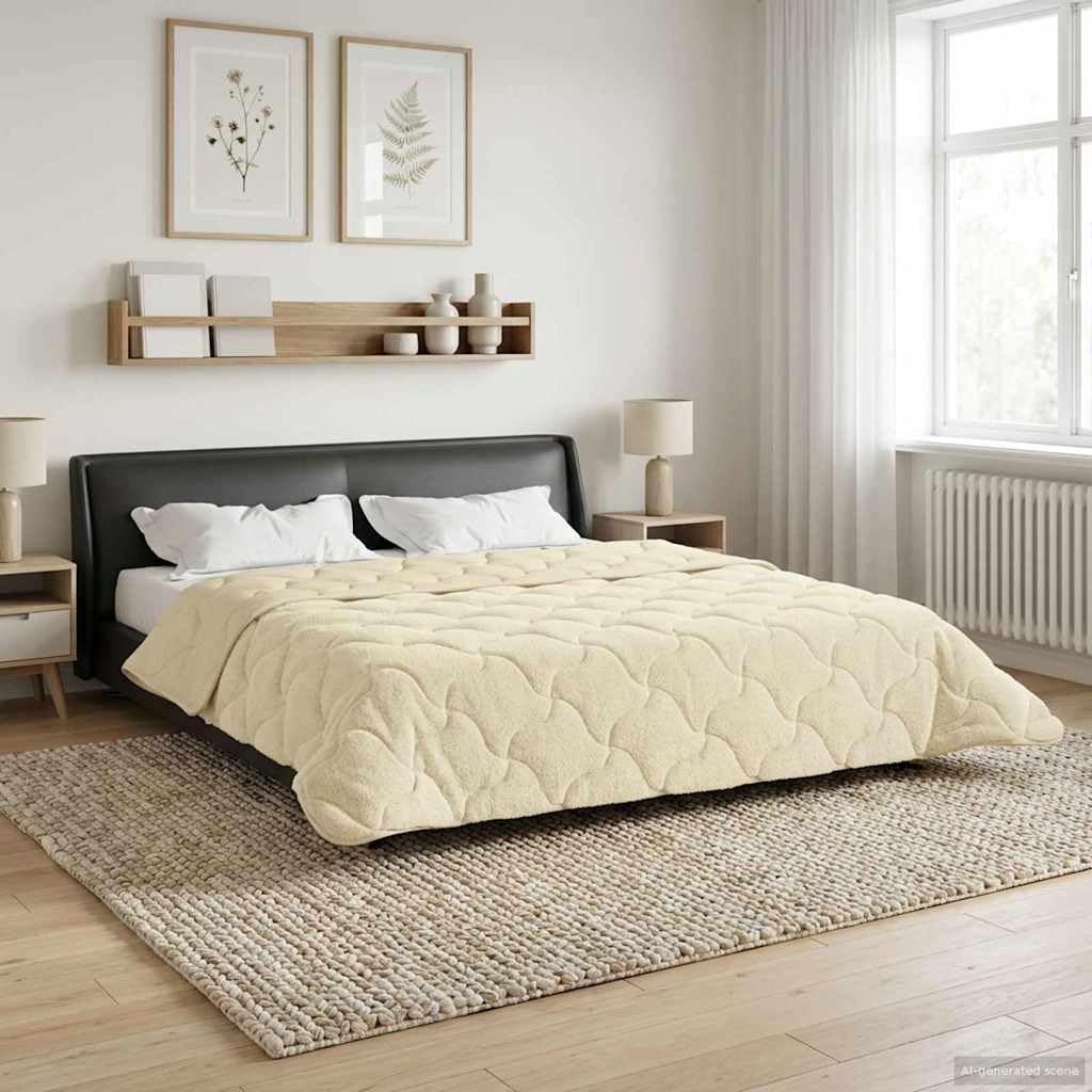 Piumone invernale color crema, 240 x 260 cm, in microfibra, pile, traspirante, durevole, lavabile, per camera da letto, per tutto l'anno, design morbido, adatto per chi soffre di allergie