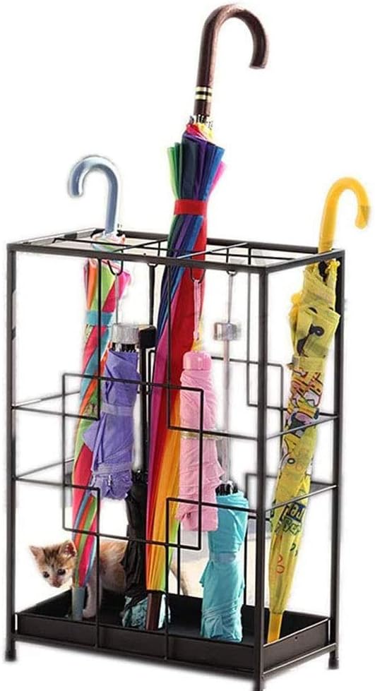 Metal Umbrella Holder， Entry Hallway Decor Holder for Canes Walking Sticks, with Removable Drip Tray(Gray)