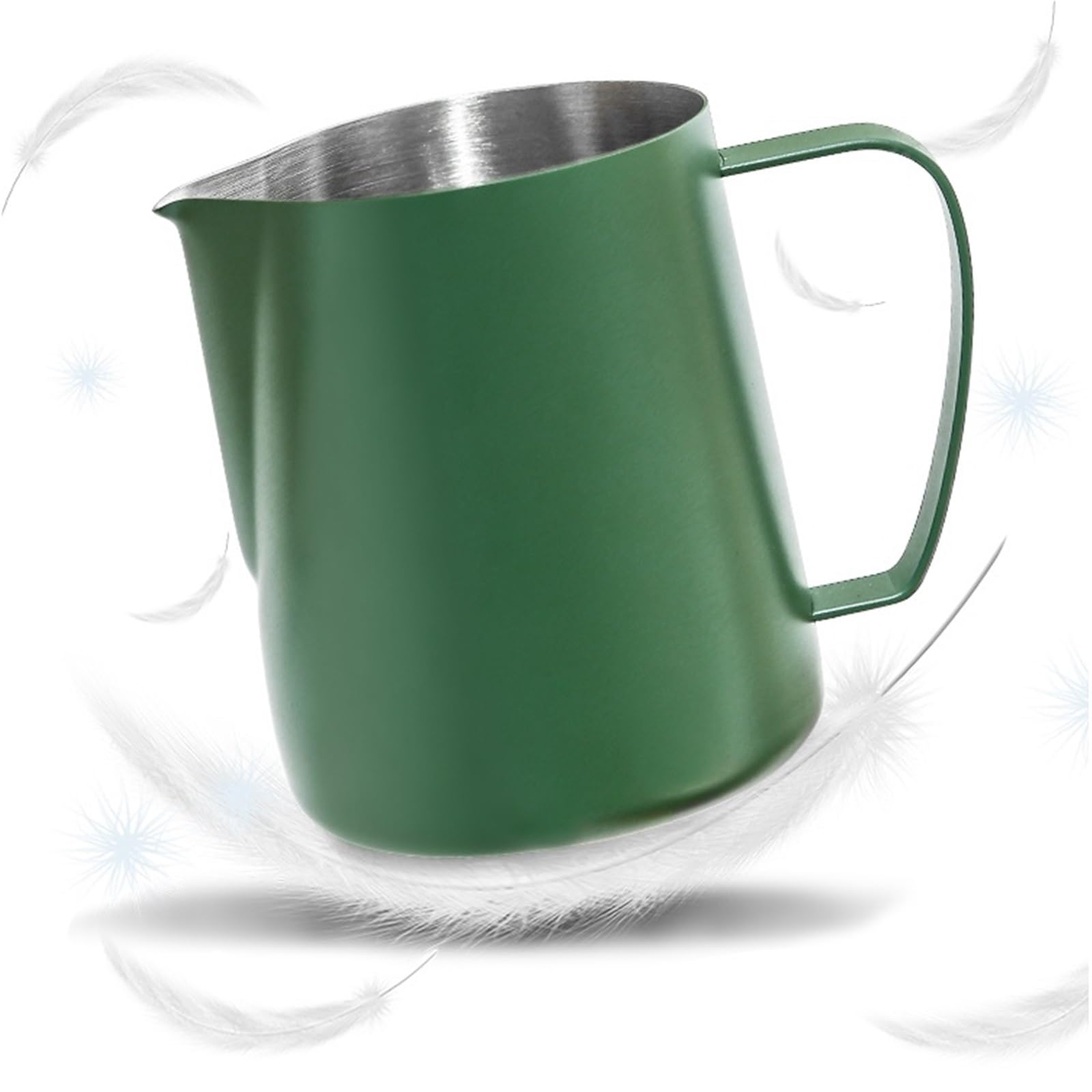 Jarra para Espumar Leche Catación de café Profesional con Boquilla a Escala, Taza de Leche de Acero Inoxidable, Taza for Espuma de Leche, artículos de café(Beige 600ml)