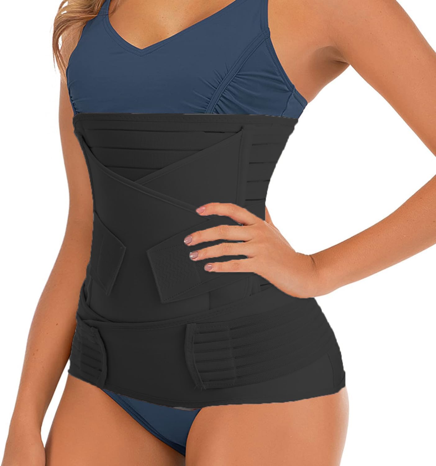 Kenzlife 3 In 1 Post Pregnancy Abdominal Belt After Delivery for Postpartum Recovery Waist & Pelvis Slimming Shapewear (Polyester) (Fit From 30" To 46" Waist) (Black)