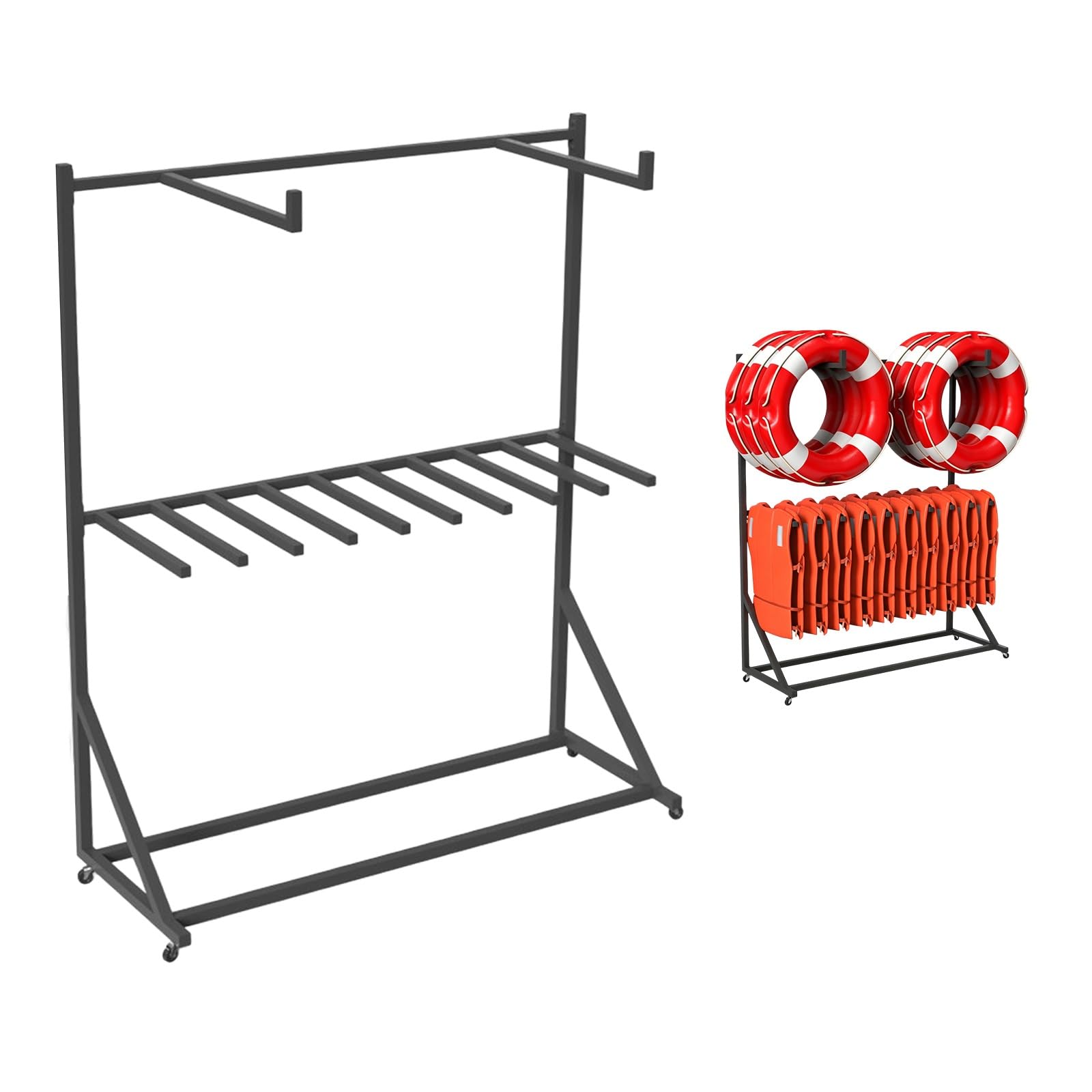 Estante de Almacenamiento para Equipos de Piscina, Soporte Resistente para Chalecos Salvavidas y Aros Salvavidas con Ruedas giratorias, Organizador Independiente para muelles, Capacidad