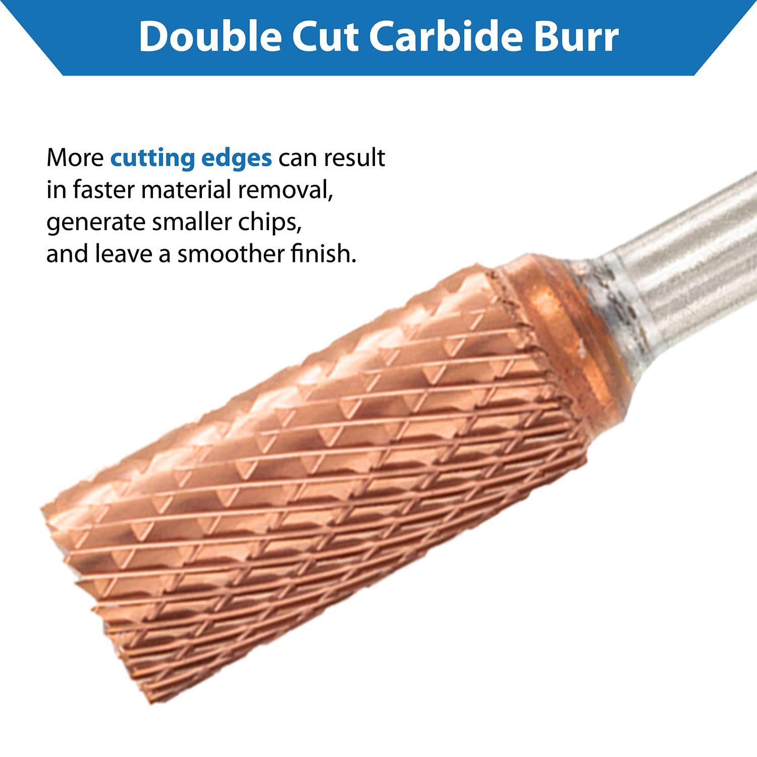 TJR® 3/8" head Carbide Burrs Set with 1/4" Shank 5pcs and ULTRACo Coating - Double Cut. For Steel, Stainless Steel, Hardened steel, and Aluminum, Wood for Grinding and Deburring applications — Amazon image 4