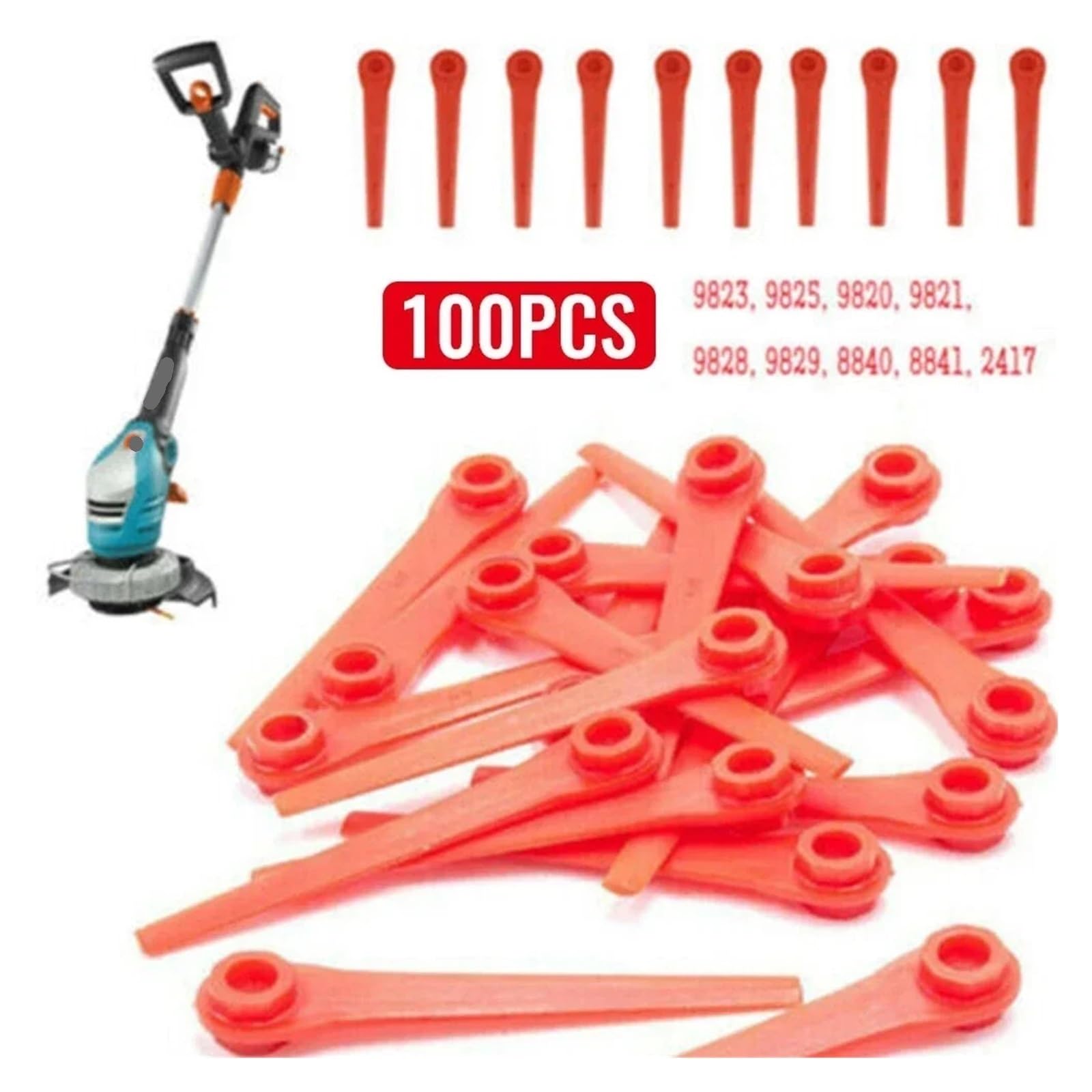 Cuchillas de desbrozadora de plástico compatibles con cortacésped Gardena EasyCut Li-18/23R cuchillas para | 200 unidades