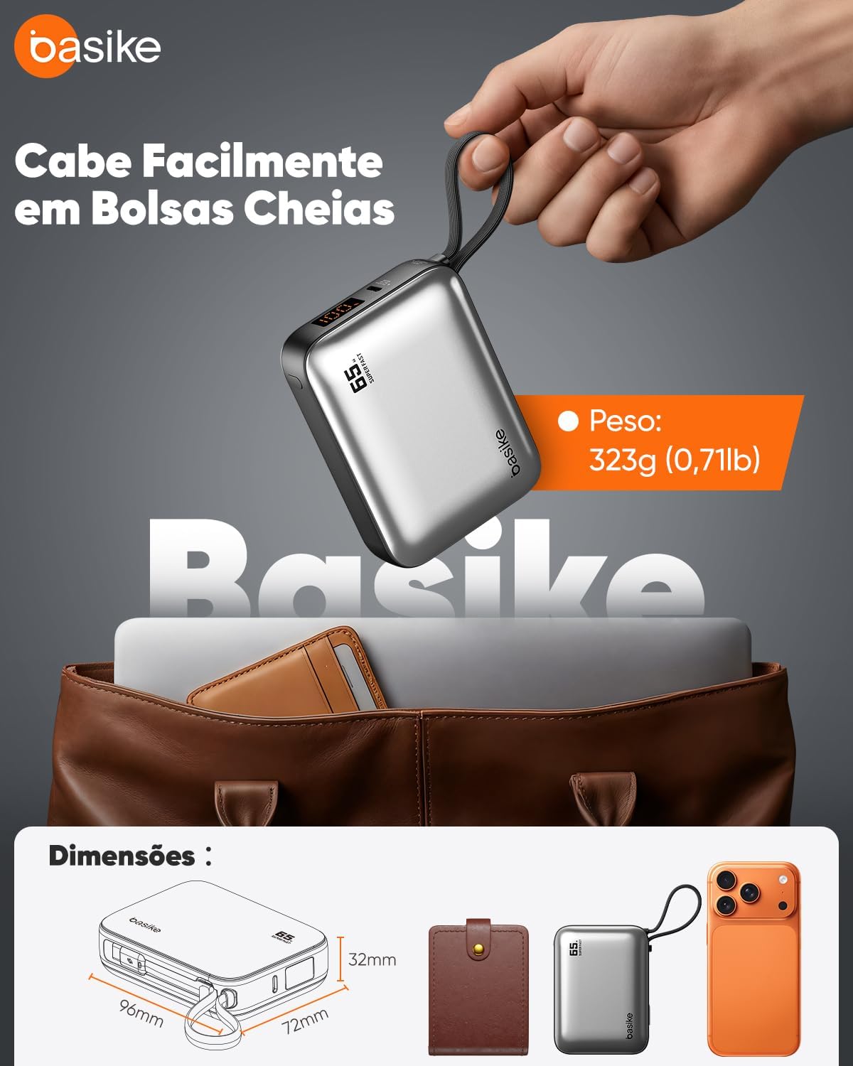 Basike Power Bank dimensions and weight comparison.