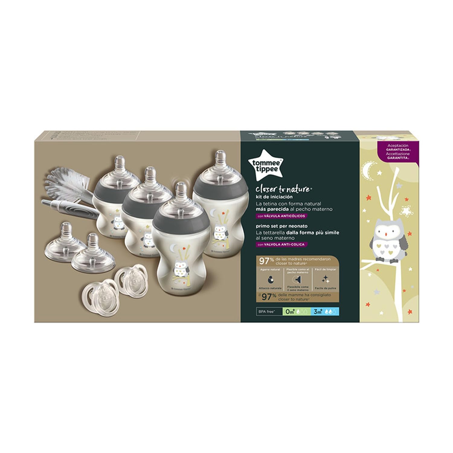 Tommee Tippee Babyfläschchen Set Closer to Nature Starter Set Fur Neugeborene, Ventil Anti-Kolik, BPA frei, blau