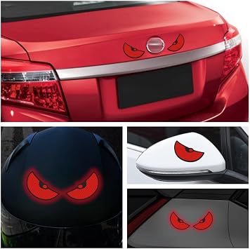 Car Reflective Stickers Decals Suitable red Eye Pattern for car Trunk Rear Tailgate Bumper car Glass Motorcycle Bicycle Helmet and More