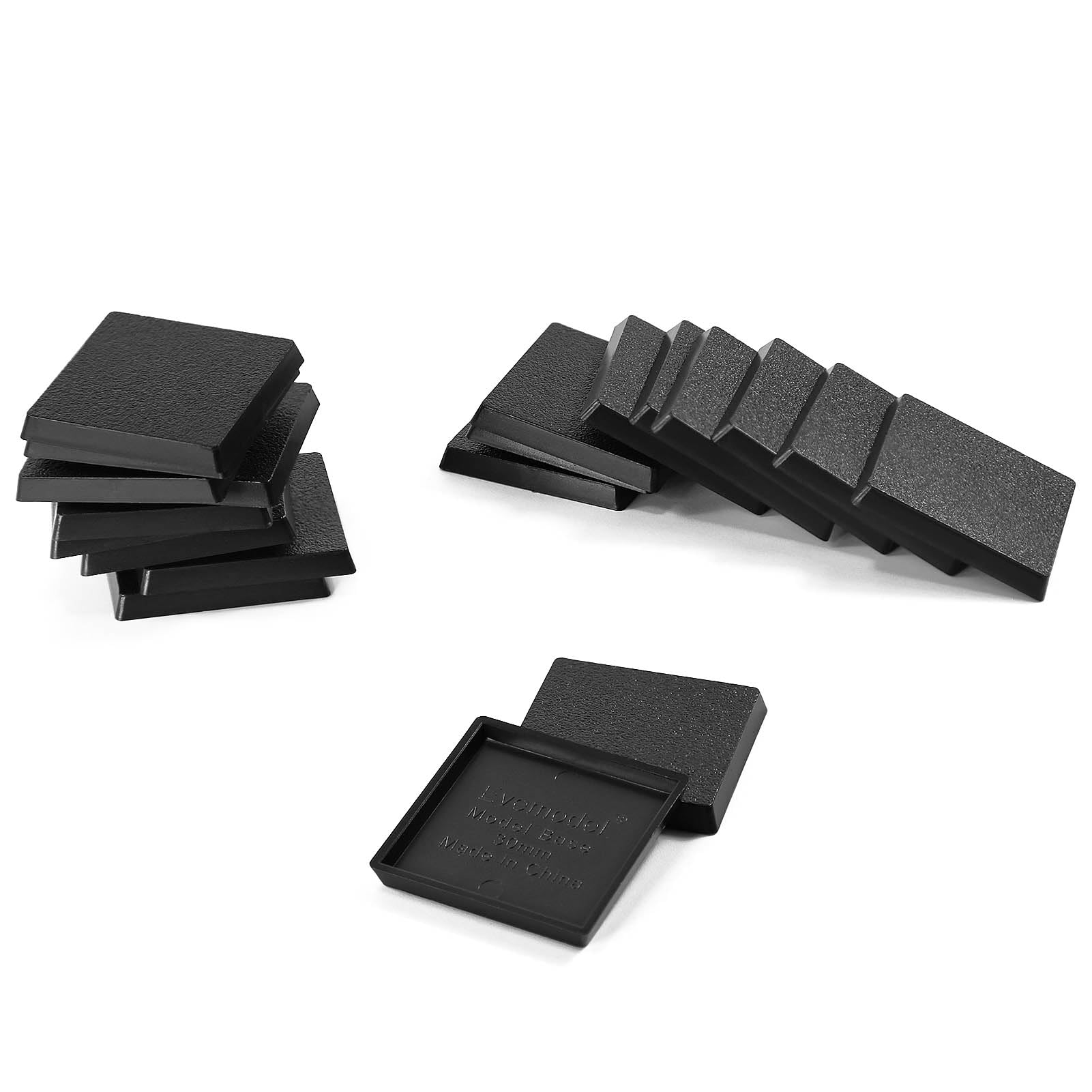 Evemodel Square Base Model Modelling Plastic Base for Figures or Miniatures for War Games Table Decoration (10pcs 40mm)