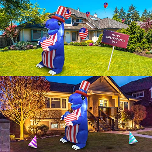Hzgdejtg 5Ft Independence Day Dinosaur Inflatable Outdoor Decoration With Built-In Led Lights To Light Up Your Yard For Patio, Lawn And Holiday Parties #TOP2