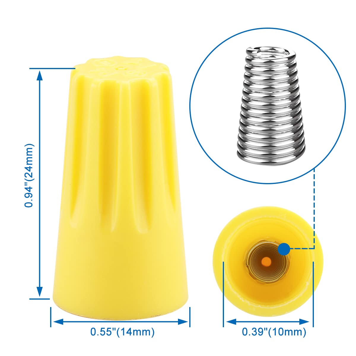 FD4WN - Twist-On Wire Cap Connector, 18-12 AWG, Yellow, 100 Pieces - View #3