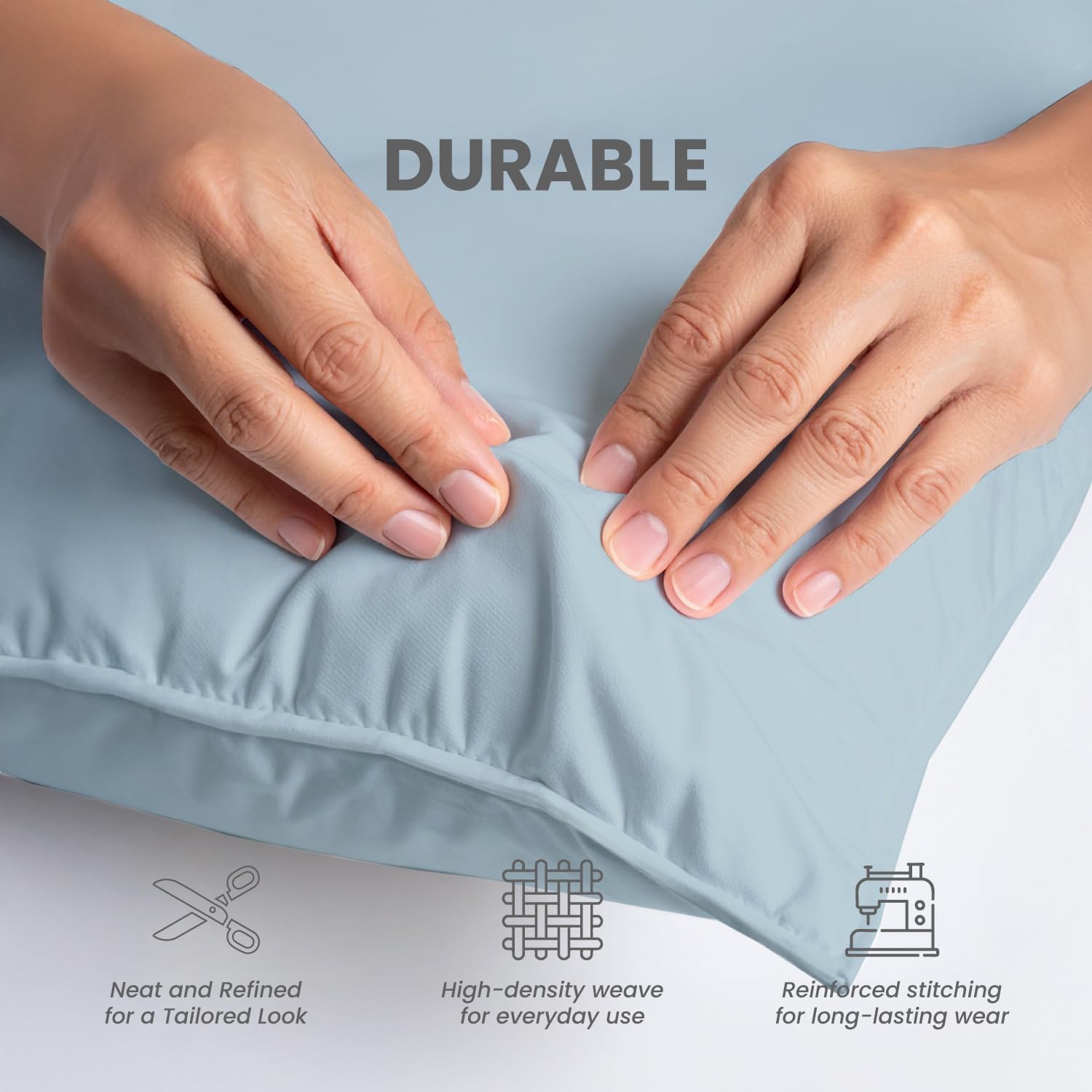 800 TC Light Blue Standard Pillowcases Set of 4 100% Egyptian Cotton Pillow Cases with Long Staple Cotton & Sateen Weave, Silky Soft Hotel - Like Bed Pillow Covers for Comfy Sleeping, Snug Fit