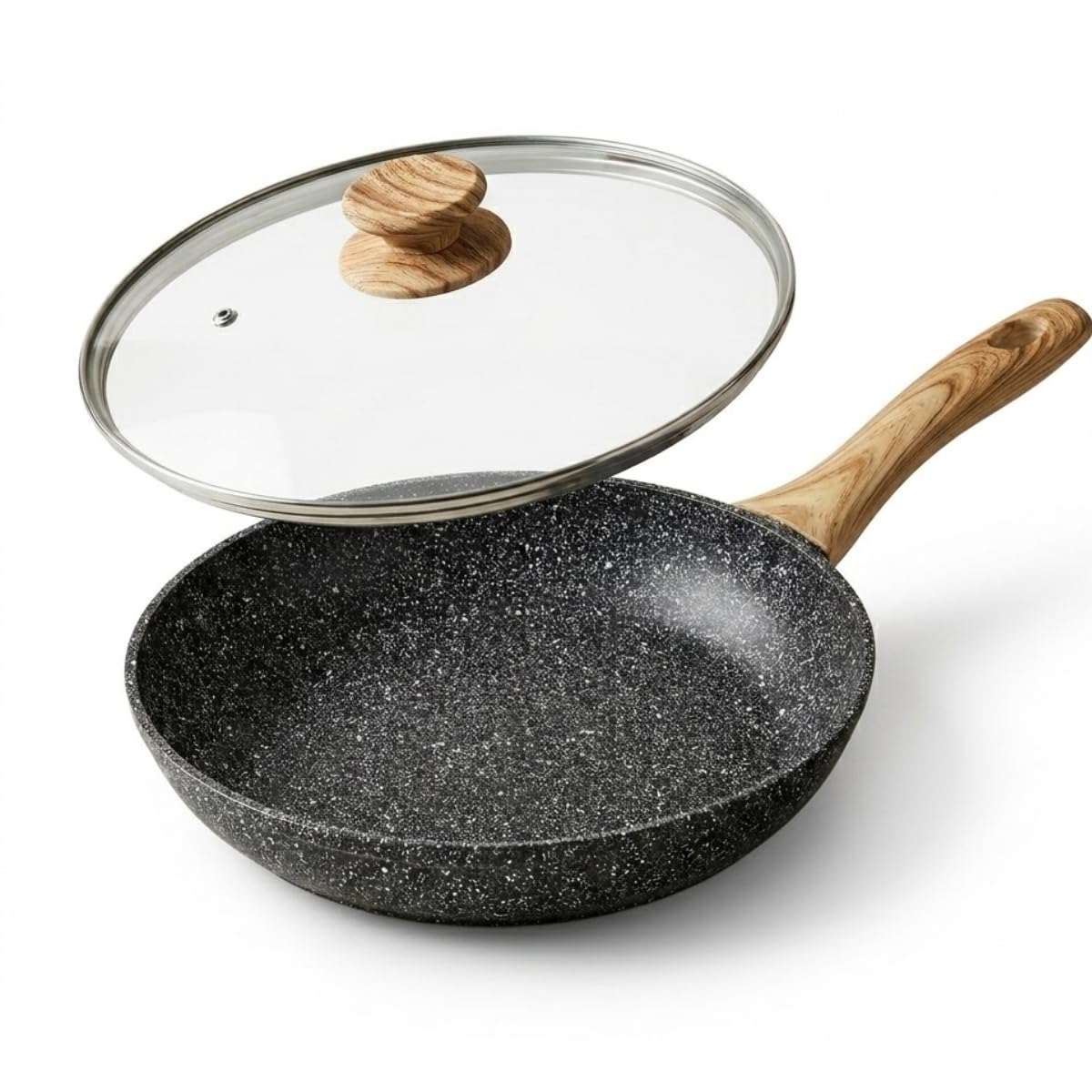 Frigideira Antiaderente 28 cm em Alumínio com Revestimento Cerâmico, Tampa de Vidro