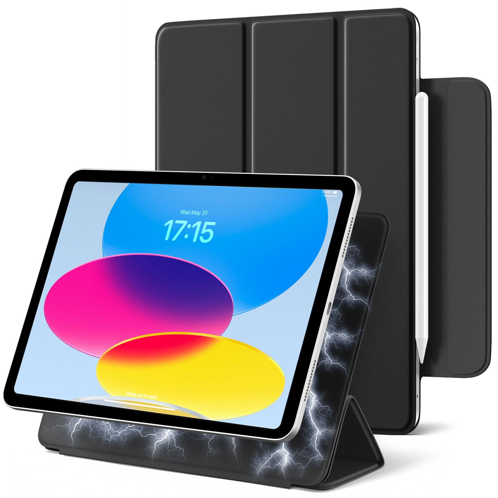 Maledan Magnetisch Hülle für iPad A16 11/10 Generation (2025 11 Zoll/ 2022 10.9 Zoll), Magnetbefestigung Schlanke Leichtgewicht Stand Schutzhülle für iPad A16, Auto Schlafen/Wachen, Schwarz
