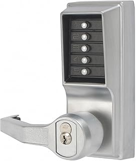 Kaba LL1021M-26D-41 Cylindrical Push Button Lock Lever Mic Ko Lh Us26D, Satin Chrome