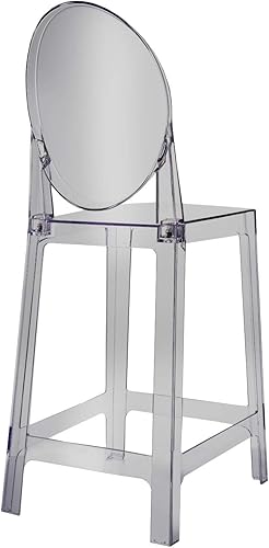 Miniatura 7 de Taburete de acrílico moderno y contemporáneo con respaldo para encimera de cocina, ahumado, individual, juego de 1