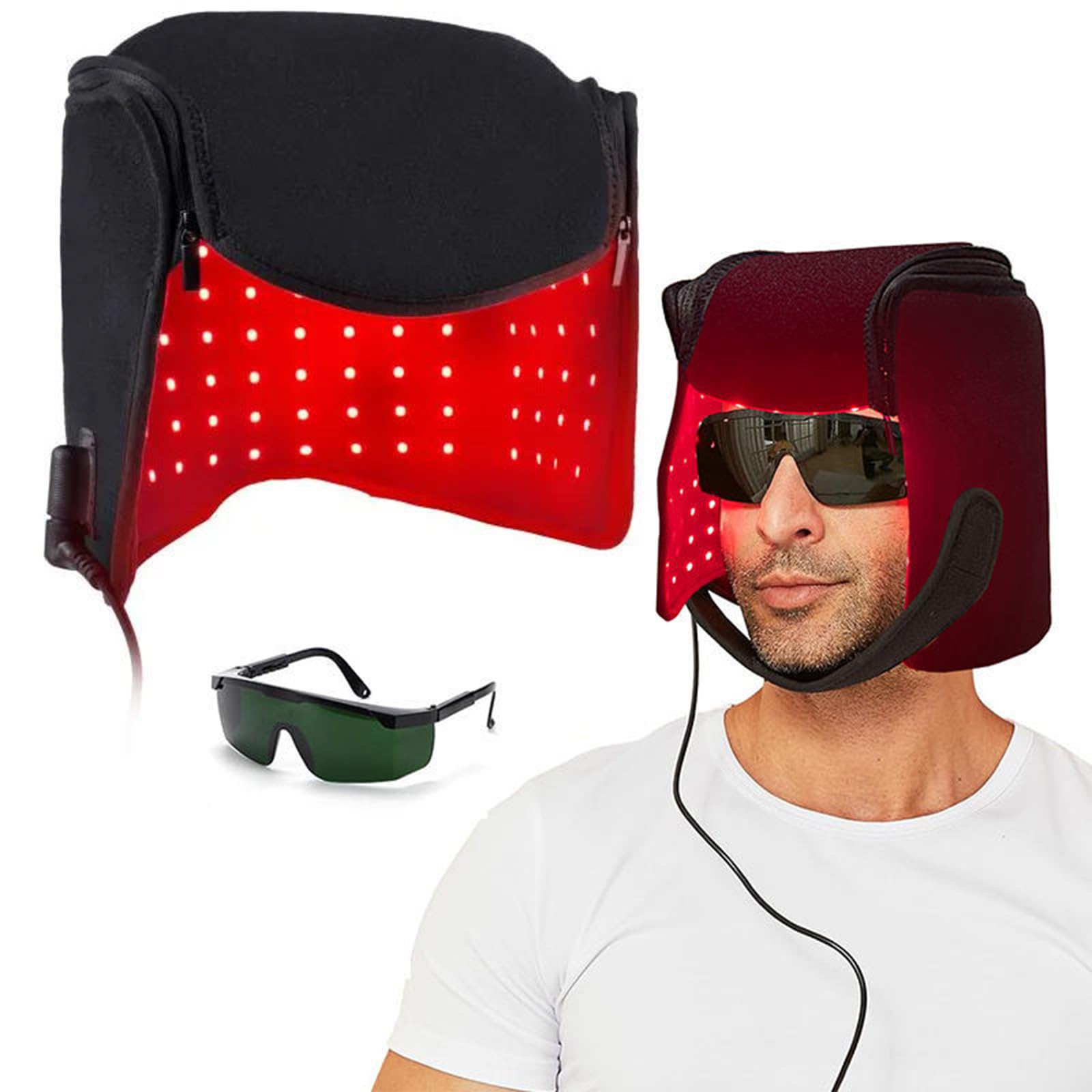 Repousse des cheveux avec le casque LED luminothérapie bonnet infrarouge 660nm