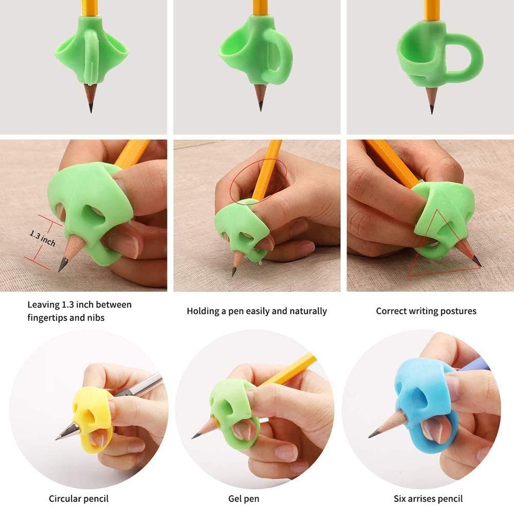 BHARAT EXPORTS Pencil Grips Two-Finger for Kids Handwriting Pencil Holder for Children Preschoolers Writing Training Gripper Set for Kids, Soft, Non-Toxic (Set of 3) 1