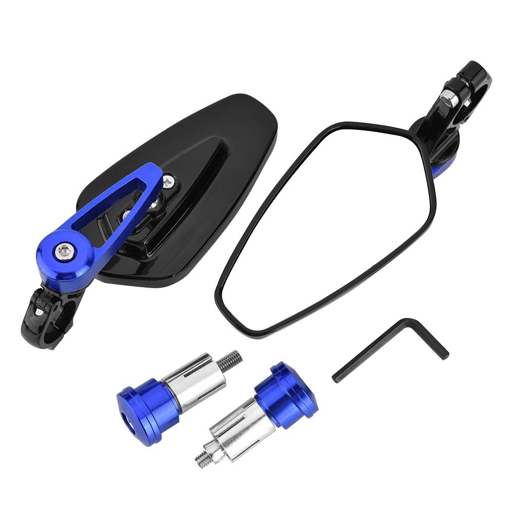 Espejos retrovisores, espejos retrovisores laterales giratorios ajustables de aleación de aluminio de 360 grados, universales para motocicleta(blue)