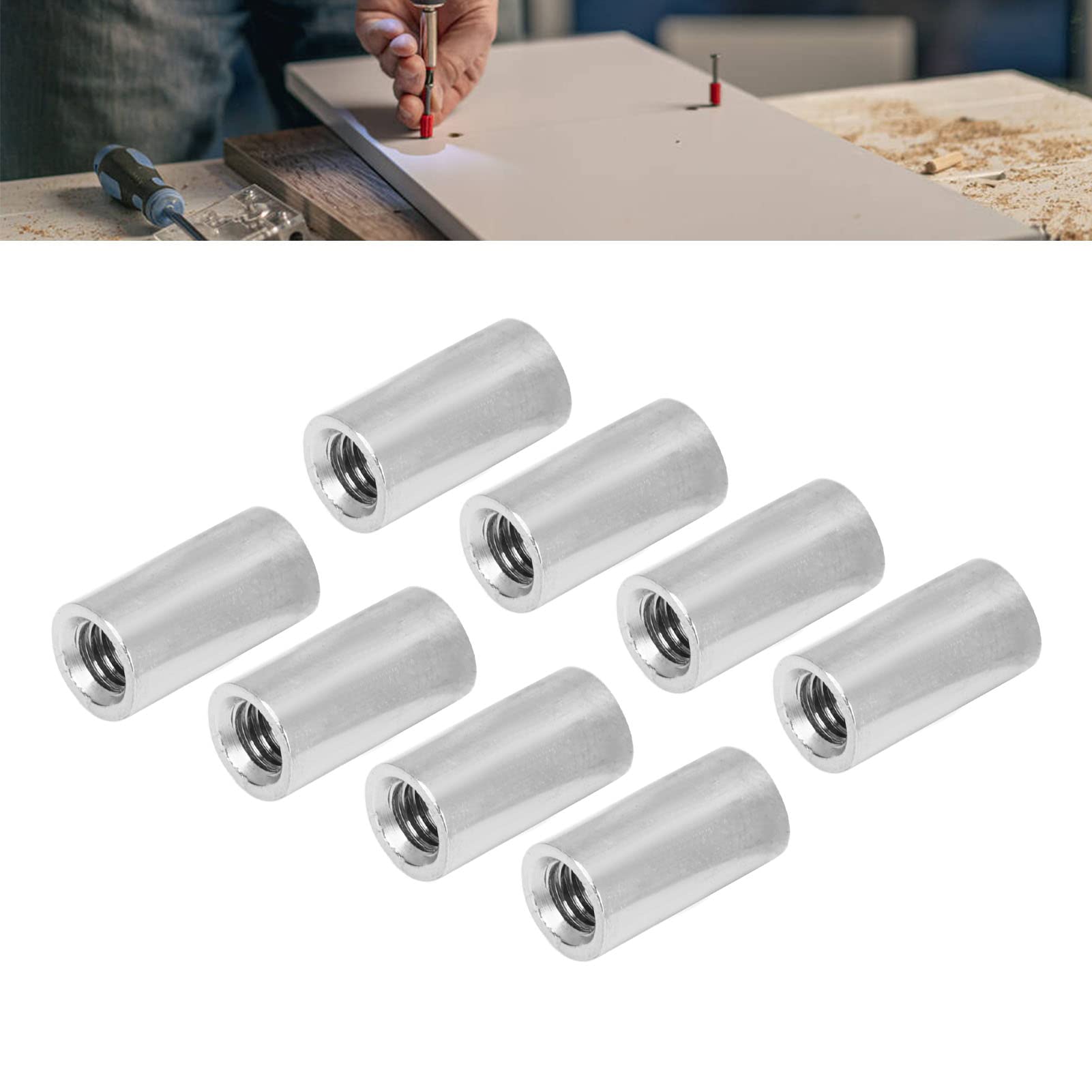 20 Sztuk M5x0.8-8-L15mm Nakrętki łączące, 304 Gwint żeński ze Stali Nierdzewnej Okrągła Nakrętka łącząca Nakrętka Pręta Zestaw Złączy