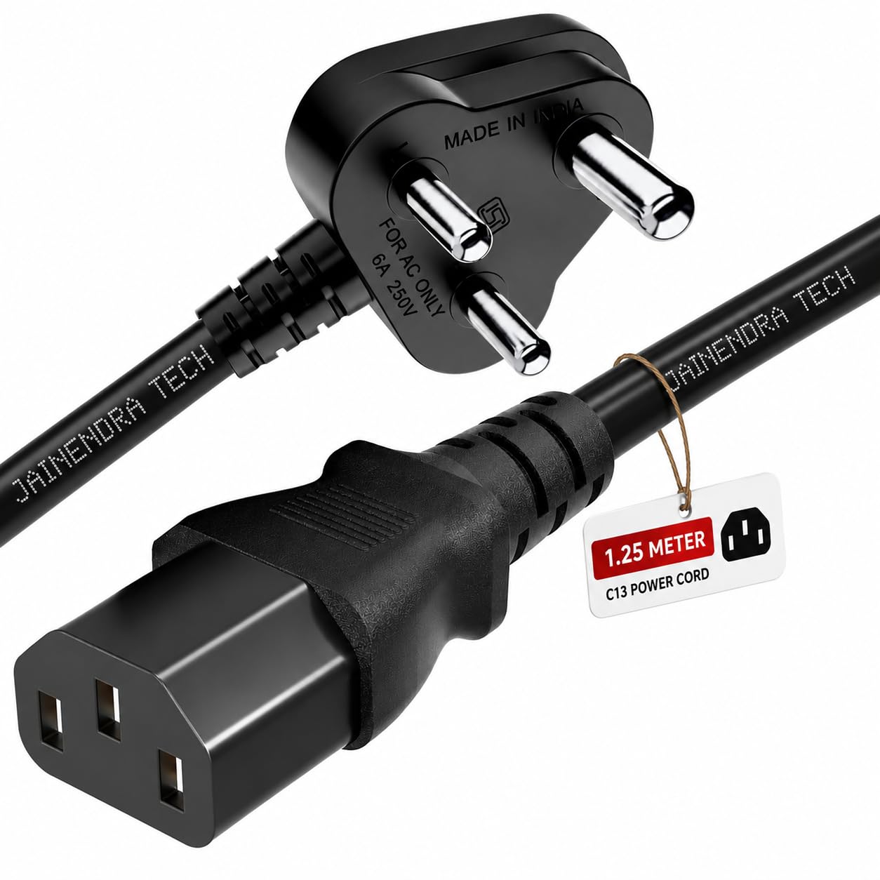 1.25M Desktop Power Cable | IEC C13 to 3 Pin AC Power Cord | Secure & Reliable Connection for Desktop PC, Monitor, Printer, UPS & SMPS | Black-image-24