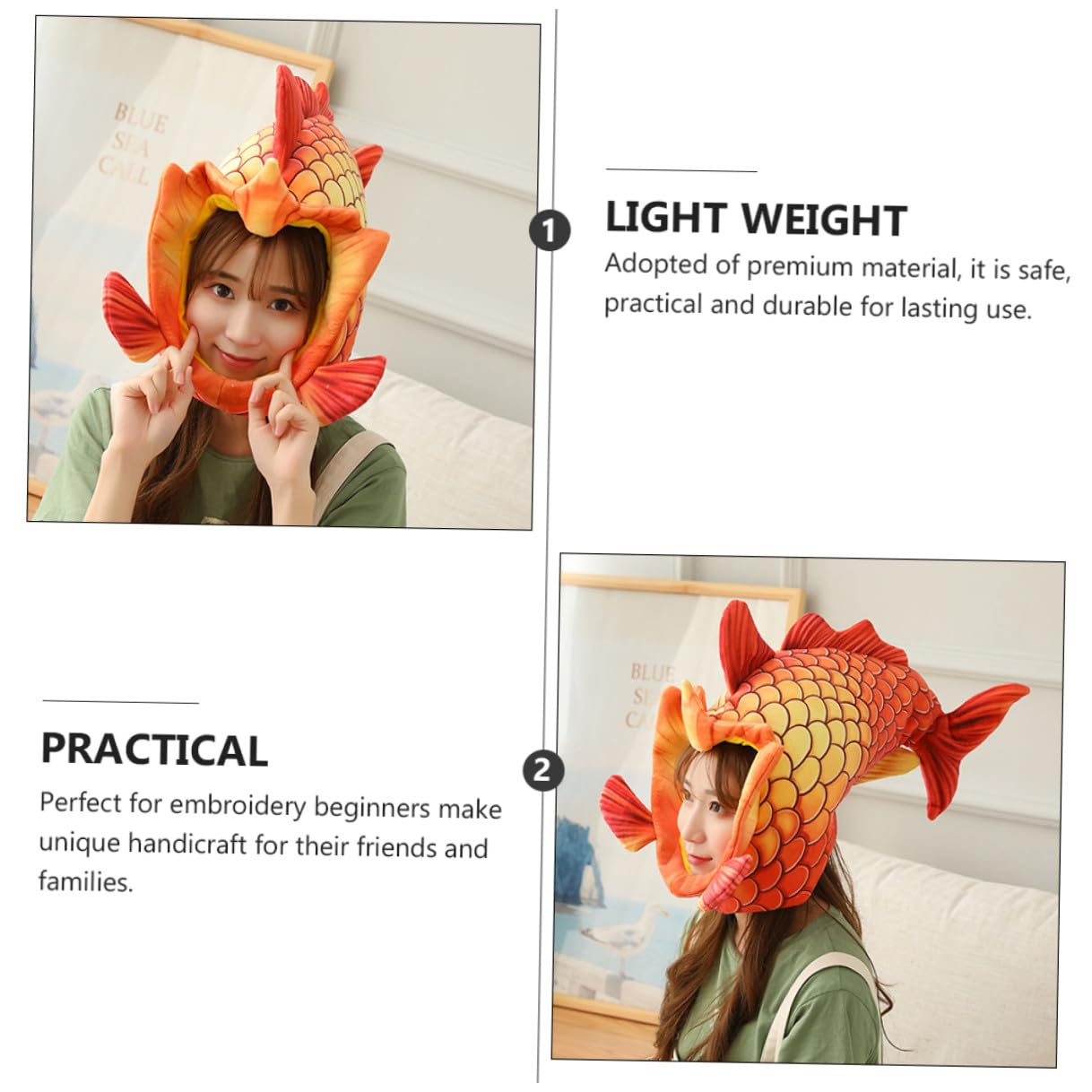 Gatuida Gorro Divertido de Halloween para Disfraz Diseño de Pez Rojo Accesorio para Actuaciones y Fiestas Temáticas Material Cómodo y Fácil de Limpiar