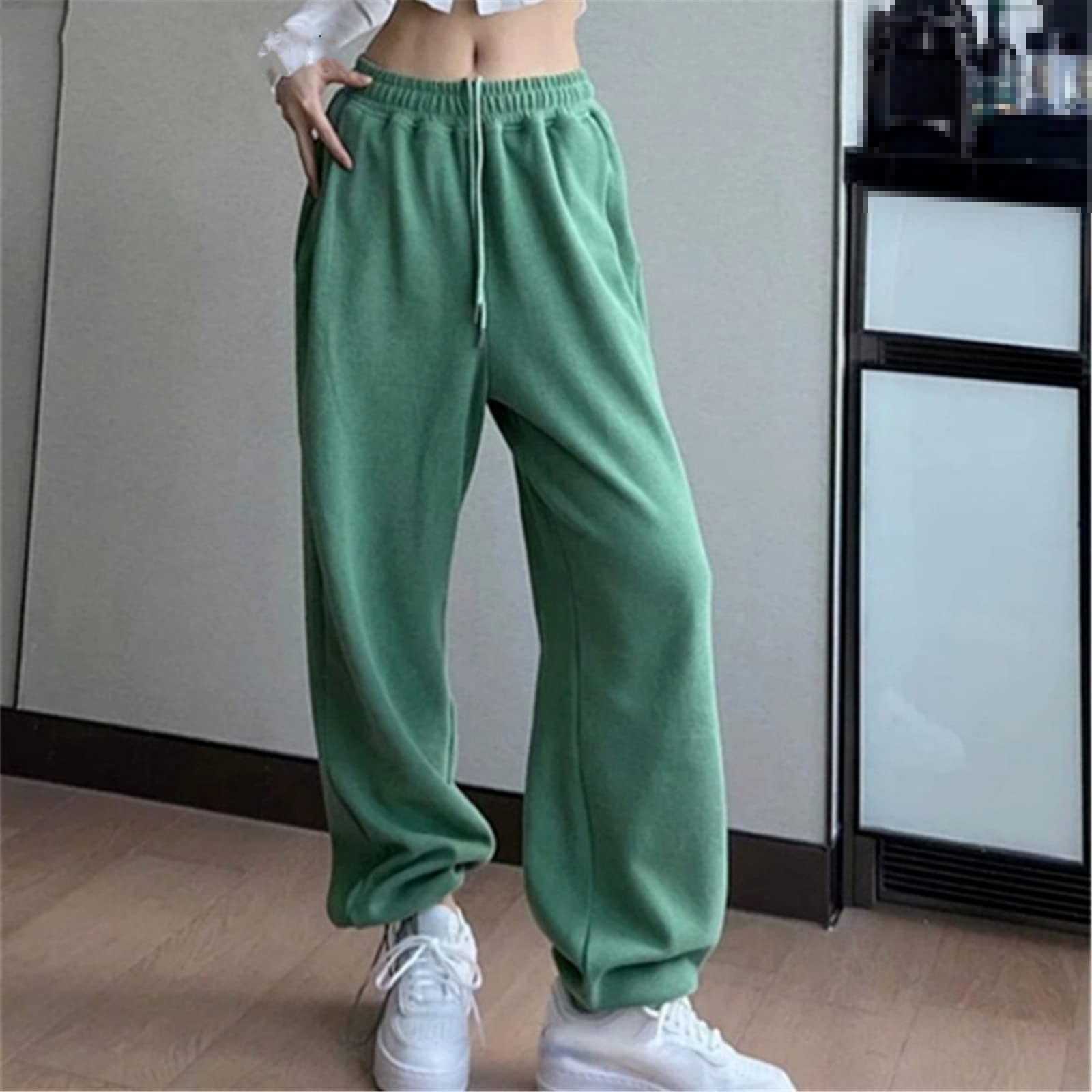 12 kolorów spodnie dresowe damskie jednolity kolor moda luźny hip-hop wysoka talia spodnie biegacze nowe eleganckie codzienne spodnie damskie, Ciemnoniebieski, M Długi