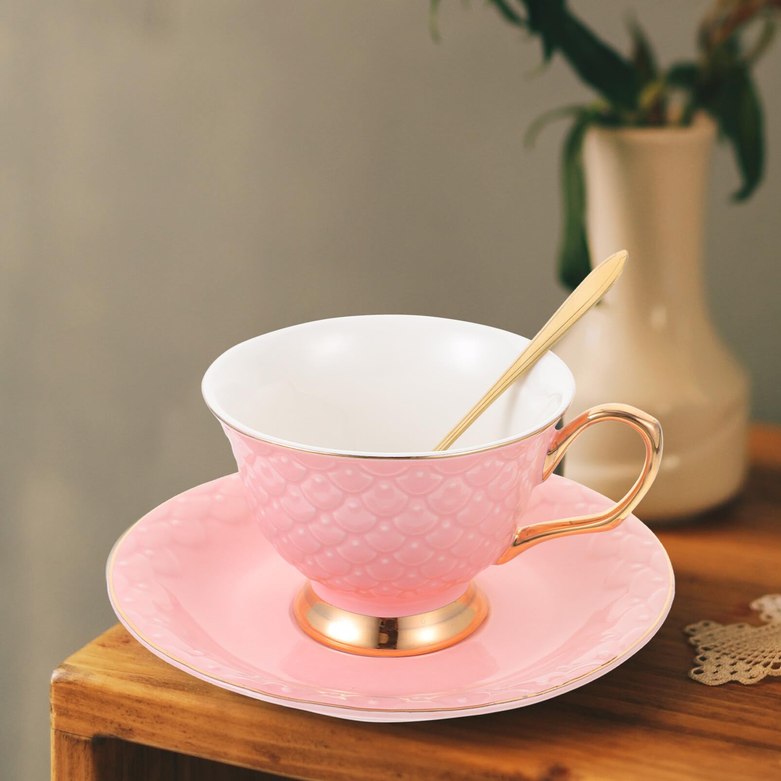 Kichvoe Lot De Tasses à Café Céramique Avec Soucoupe Tasses à Expresso Pour Maison à Cappuccino Multifonctionnelles