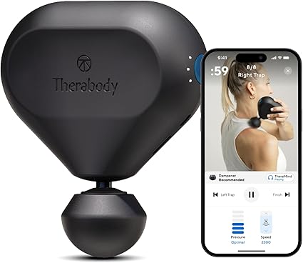 Theragun Mini 2.0 - Pistola de masaje eléctrica portátil - Tratamiento compacto profundo de los tejidos musculares para cualquier deportista en movimiento - Masajeador de percusión portátil - Negro