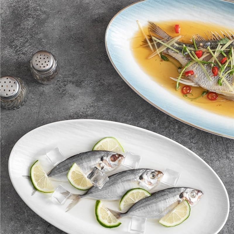 Ciotole per Pasta, Piatti da antipasto, Piatti da Pesce in Ceramica, Piatti da Frutta per Uso Domestico, Piatti da Pesce Grandi, Piatti ovali per Hotel, Piatti (C)