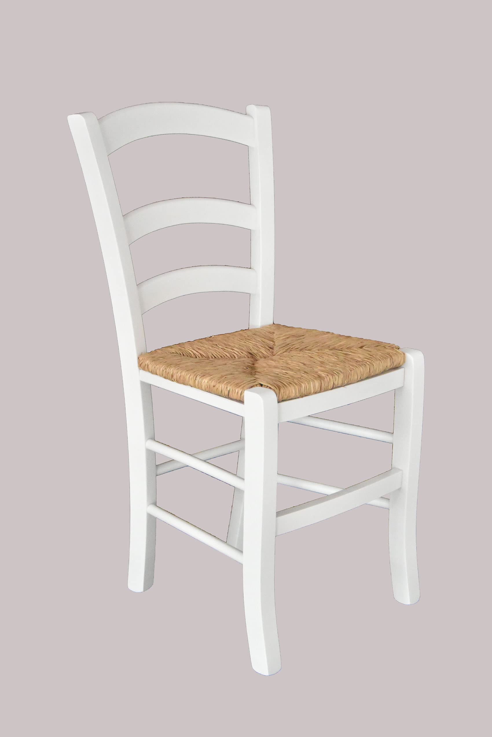 SISA srl, Set di 6 Sedie Sala da Pranzo Legno, Sedie Cucina Legno, Arredo Casa, Modello Paesana, Colore Laccato Bianco, Seduta Paglia, 45x37x87, Sedie Bianche, Made In Italy