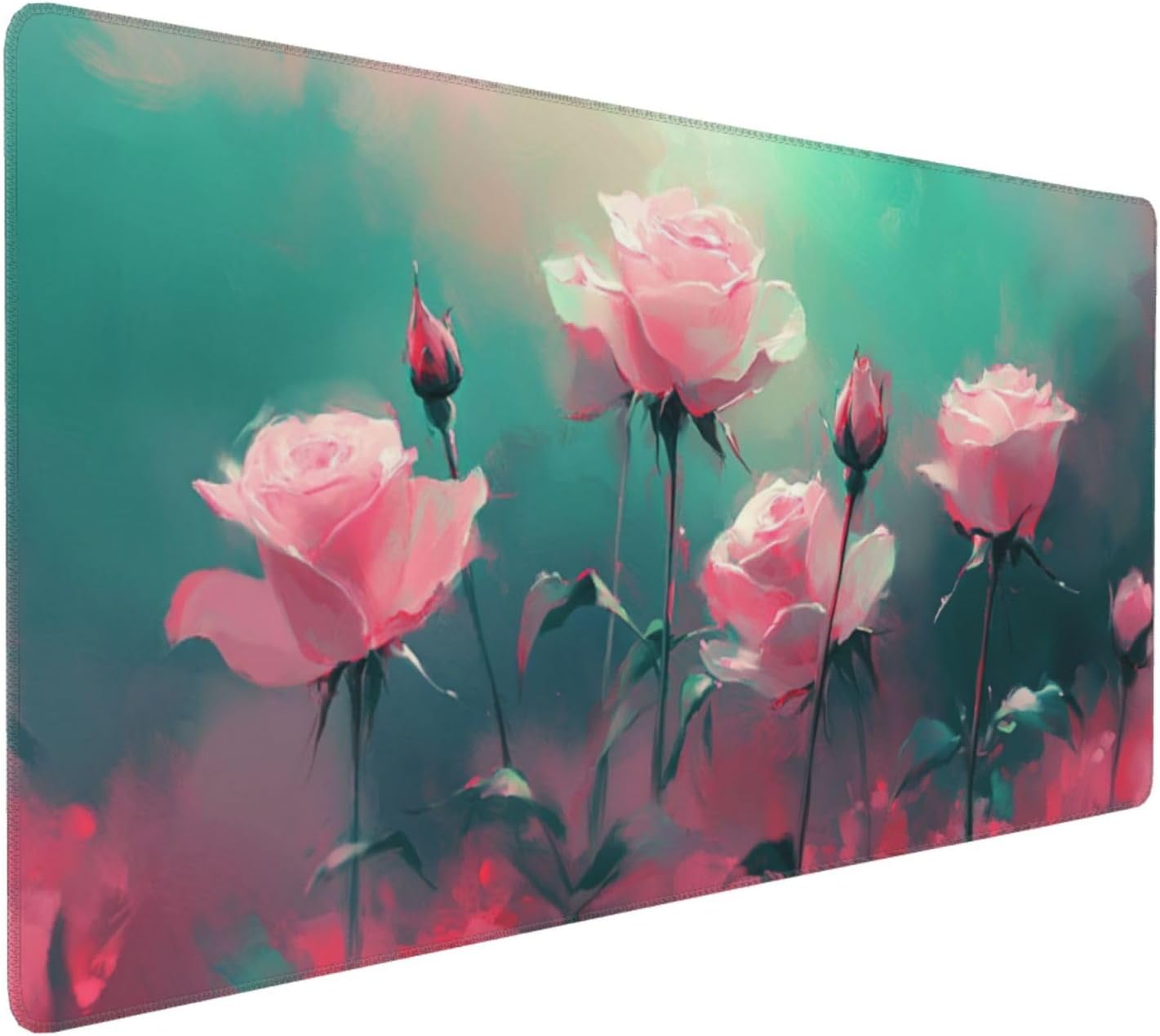 マウスパッド 花 XXL 1000 x 500 x 4mm 夢 大型ゲーミング エッジステッチ 滑り止めゴム台座 オフィス適用 デス