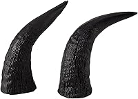 Vista 3 de OTARTU Escultura para colgar en la pared, diseño tribal negro, diseño tallado con calavera de buey de 19 pulgadas, arte de decoración de pared