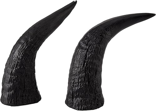 Miniatura 3 de OTARTU Escultura para colgar en la pared, diseño tribal negro, diseño tallado con calavera de buey de 19 pulgadas, arte de decoración de pared