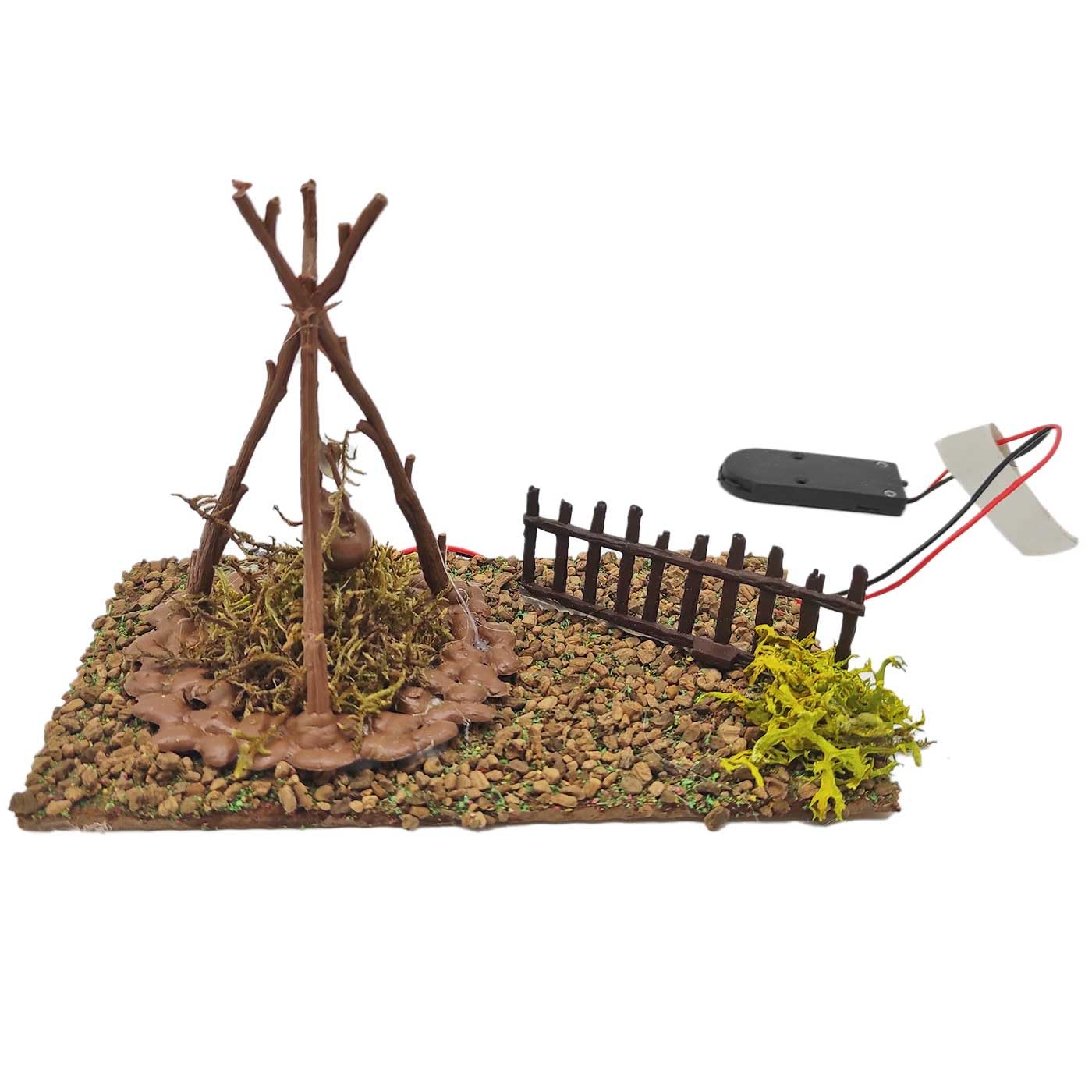 Acan Tradineur - Figura de fogata con luz incorporada - Fabricado en Resina y plástico - Decoración para Nacimiento, Navidad, decoración Tradicional - 9,5 x 15,5 x 9 cm - Modelo Aleatorio