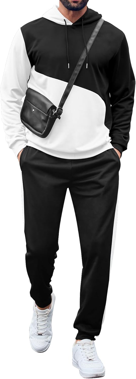 LecGee 2 Piece Men Hoodie Casual Hooded Athletic Tracksui Casual Running Jogging Sport Pants Suit Sets Outfits for men