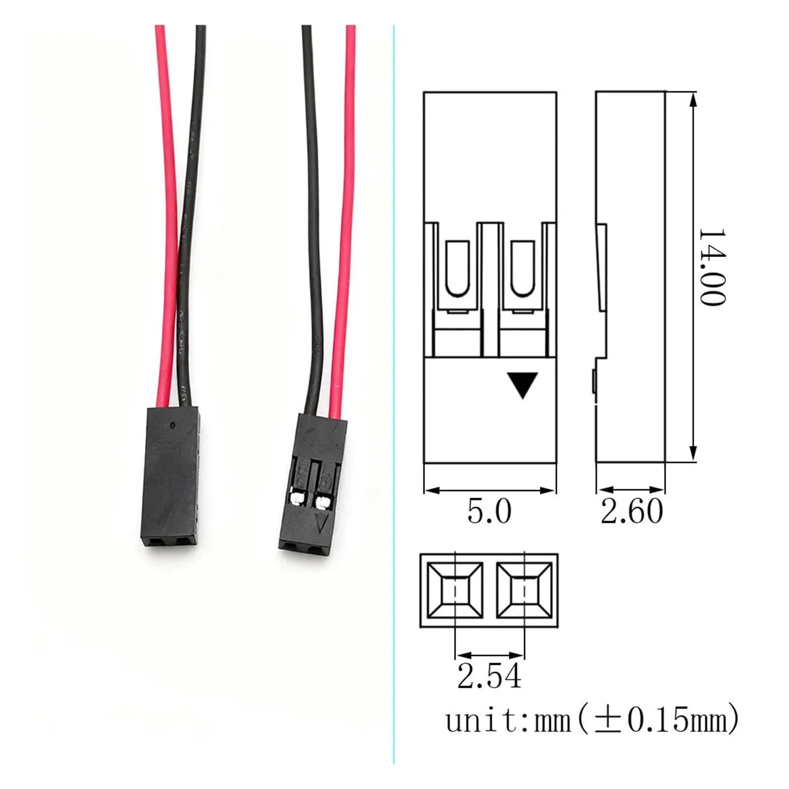 10-50Pcs 2 Pin .54mm Pitch Weibliche Jack for Dupont Stecker 2P Buchse Mit 26AWG PVC Draht Jumper Kabel for Linie PCB DIY(Length 30CM,50Pcs)